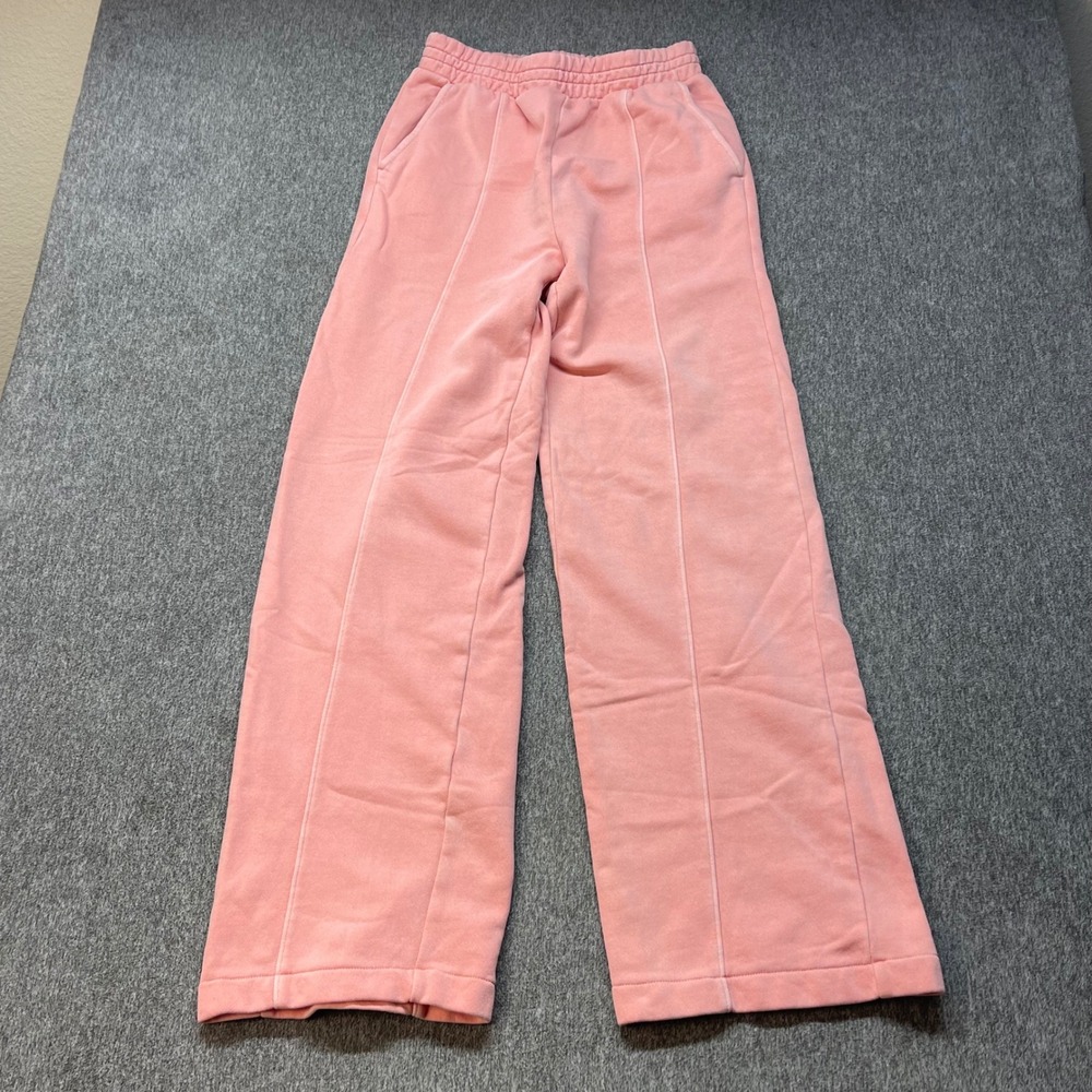 Gap High Waisted Wide Leg Pintuck Fleece Sweatpants Pink Womens XS Comfy Lounge